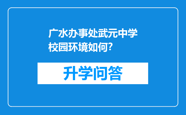 广水办事处武元中学校园环境如何？